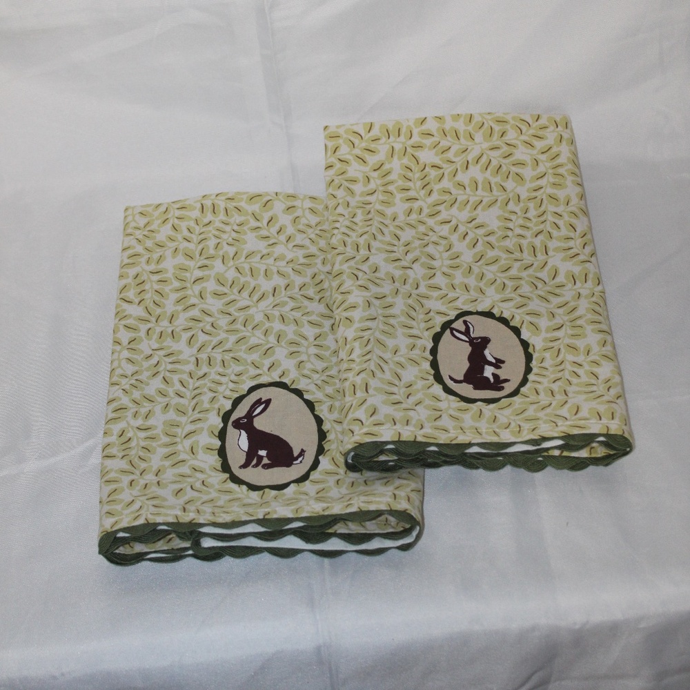 West Elm Bunny Printed Tea Towels.  Sz. 28"x20". Set of 2